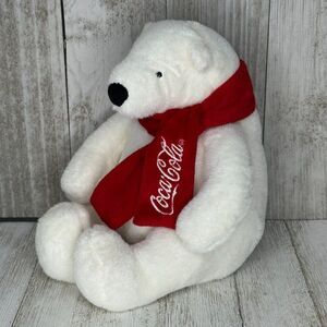 Coca-Cola Stuffed White Polar Bear Teddy Bear Plush